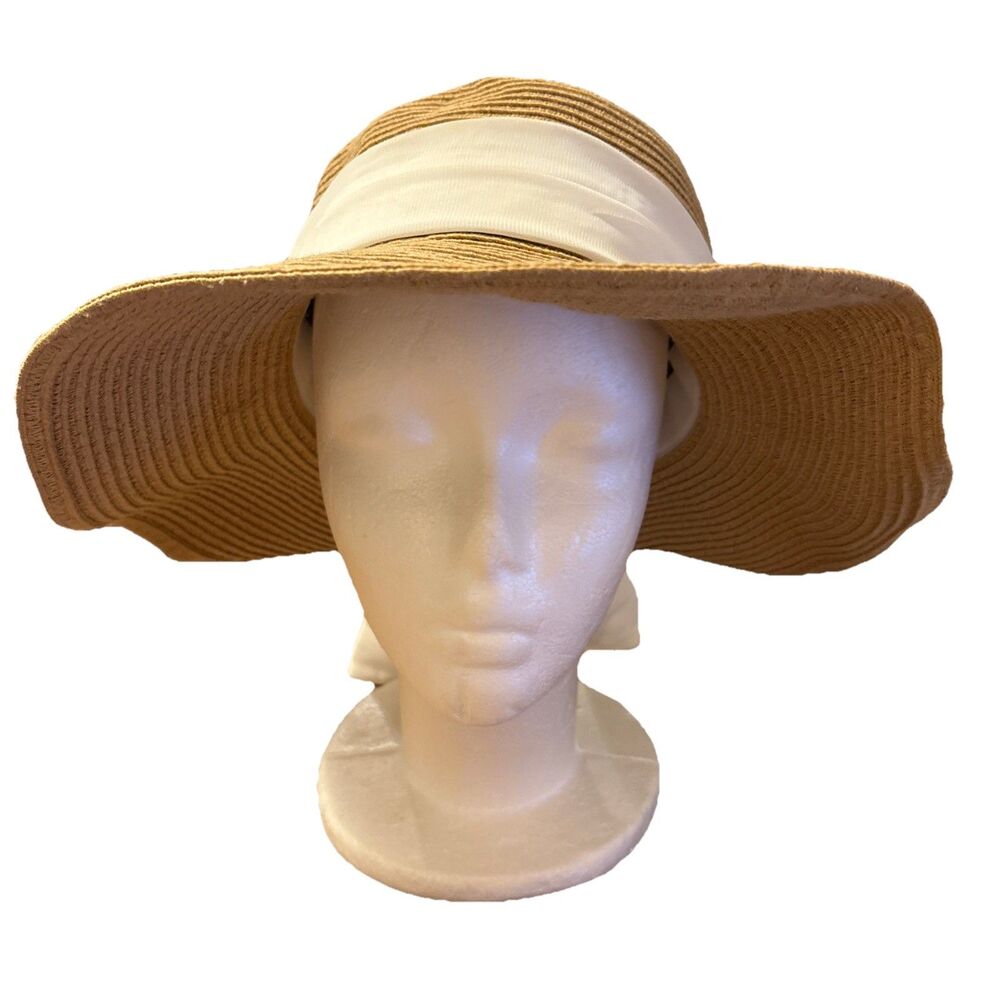 Women’s O/S Sun Beach Hat White Bow by San Diego Hat Company - Picture 3 of 8